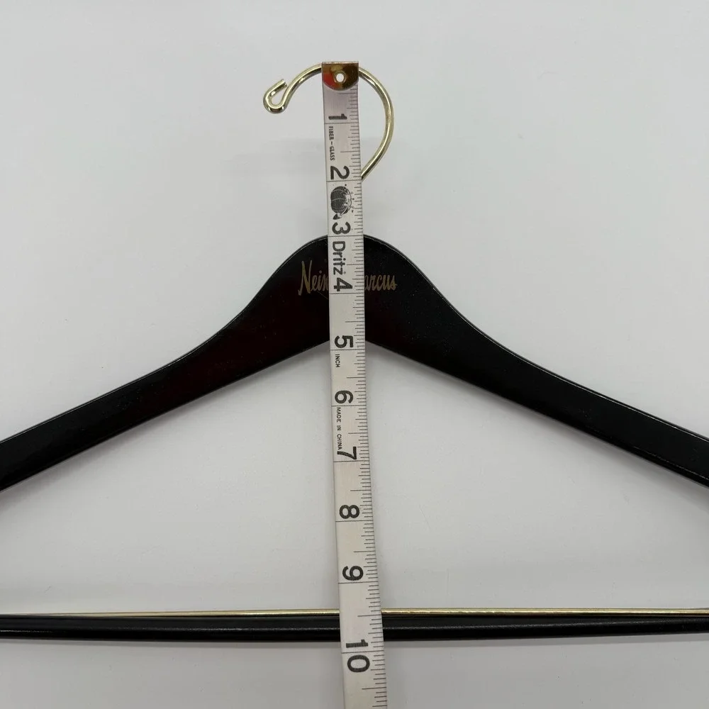 Neiman Marcus Suit Hanger Dark Wood Gold Tone Hardware Luxury Closet Accessory